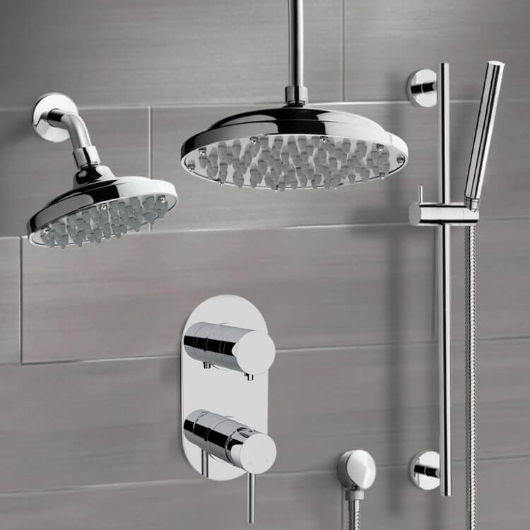 Remer DCS07 Chrome Dual Shower Head System With Hand Shower